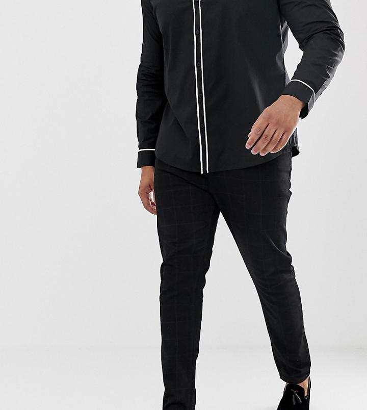 Asos Design Plus Smart Skinny Jeans In Black Check