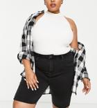 Dtt Plus Skinny Denim Shorts In Washed Black