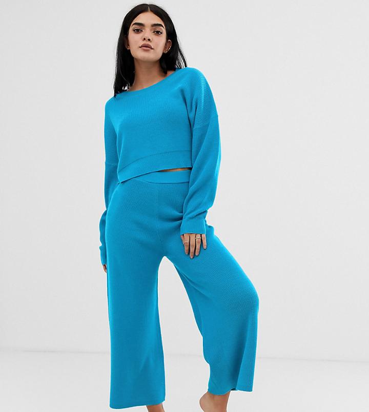 Asos Design Lounge Knitted Relaxed Culottes - Blue