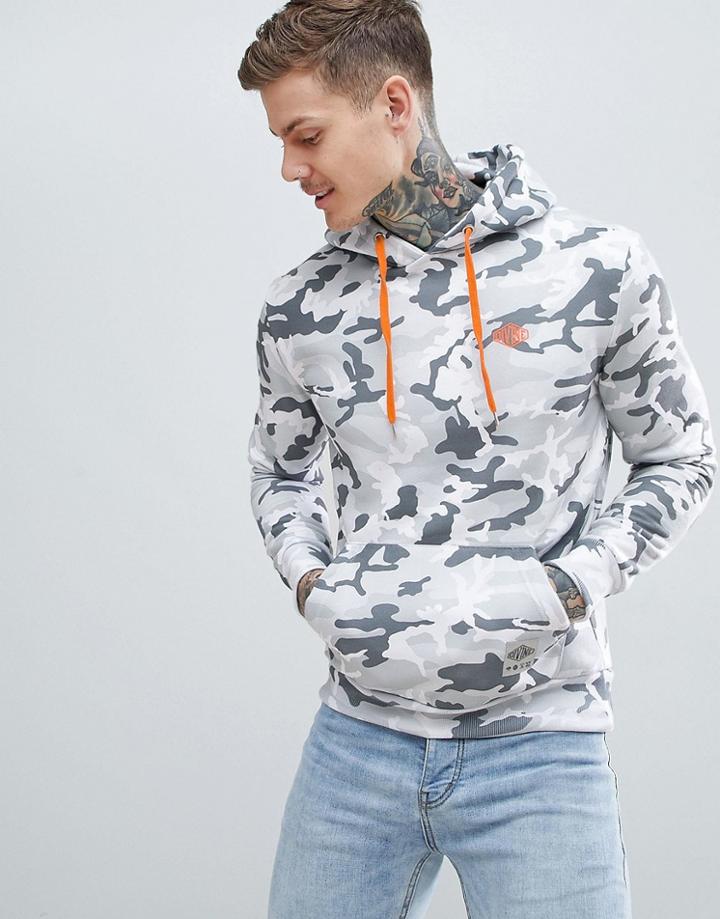 Divine Back Print Camo Hoodie - Gray