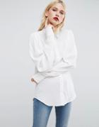 Asos Blouse With Exaggerated Sleeve - White