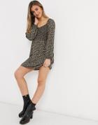 Hollister Short Dress In Black Floral Print