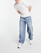 Asos Design Loose Jeans In Vintage Mid Wash-blues