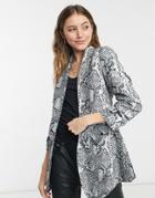 Liquorish Blazer In Zebra Print-black