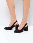 London Rebel High Vamp Sling Back Heel Shoe - Black