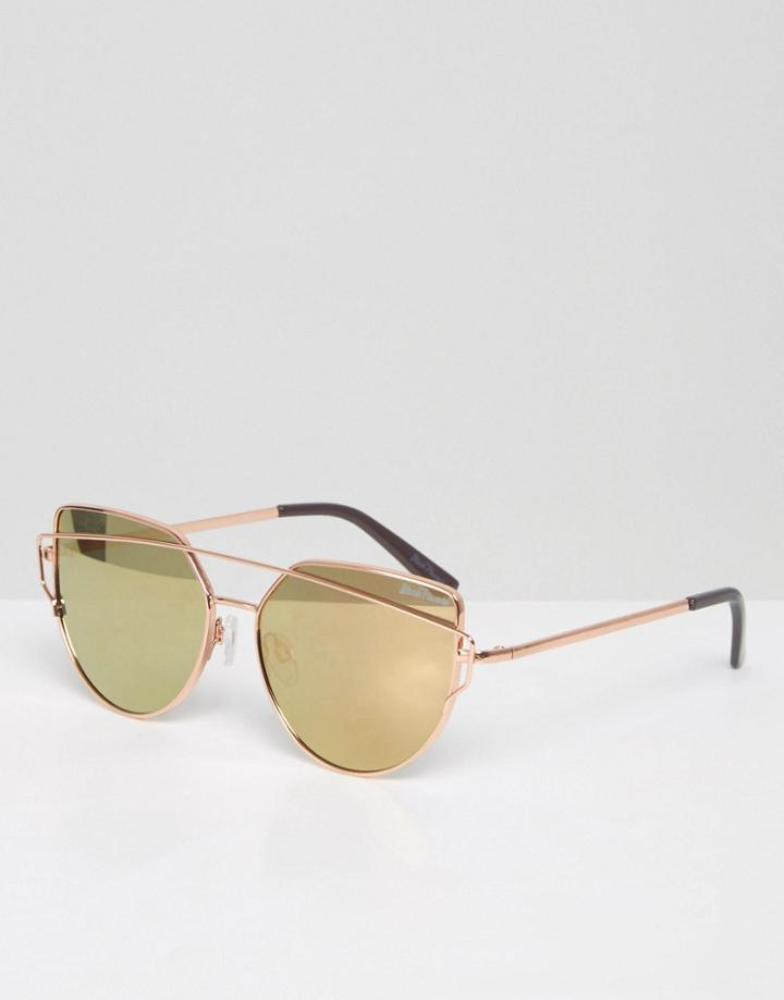 Black Phoenix Wire Bar Mirrored Sunglasses - Cream