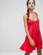 Boohoo Frill Sleeve Cross Back Dress - Red