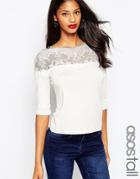 Asos Tall Top With Lace Off Shoulder - Black