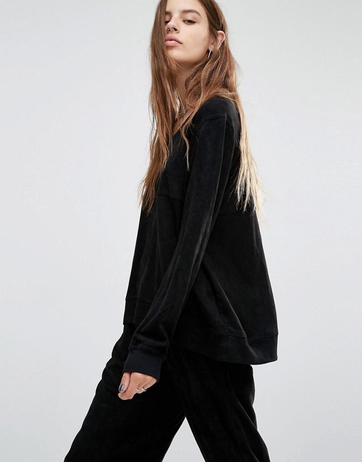 Religion Luxury Suedette Sweatshirt - Black