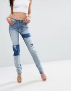 Versace Jeans Panel Detail Straight Leg Jean - Blue