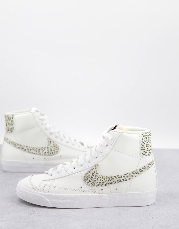 Nike Blazer Mid 77 Sneakers In Off White And Leopard Print