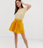 Asos Design Tall Tie Front Mini Skirt In Cotton-yellow