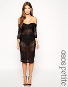 Asos Petite Exclusive Lace Off The Shoulder Dress - Black $47.50
