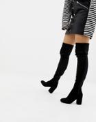Asos Design Slim Kadi Heeled Over The Knee Boots - Black