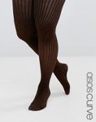Asos Curve Bronze Rib Lurex Tights - Brown
