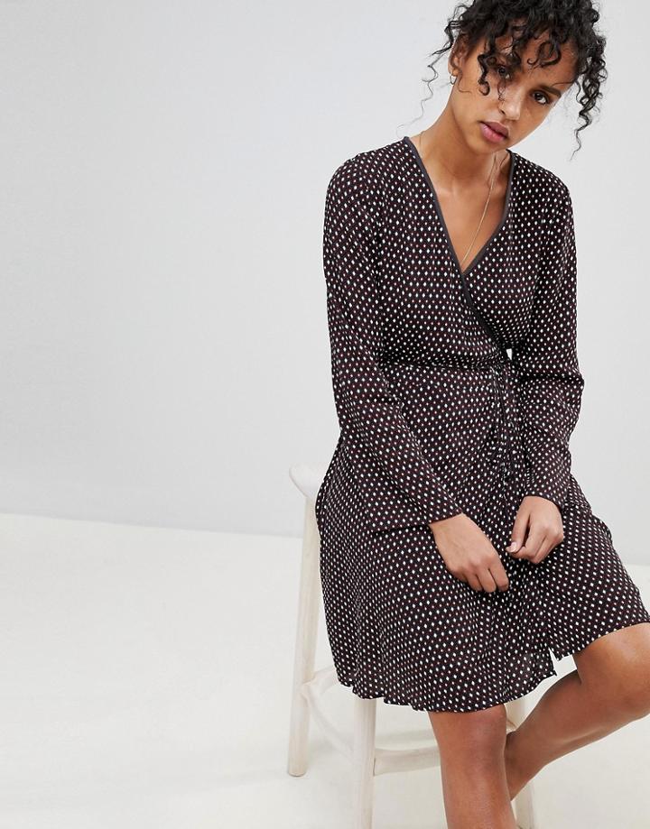 Pepe Jeans Lauren Printed Wrap Dress - Navy