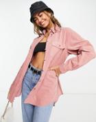 Lipsy Oversized Cord Shirt In Baby Pink