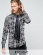 Reclaimed Vintage Check Shirt With Neck Tie In Reg Fit - Black