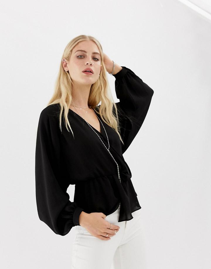 Allsaints Lasia Wrap Front Top-black