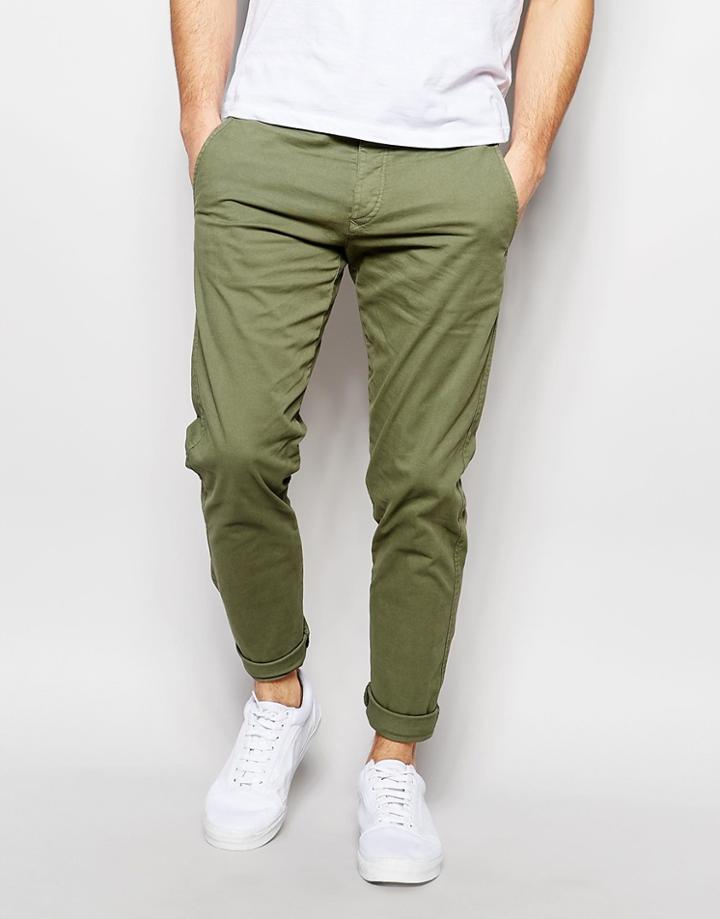 Selected Homme Chinos In Skinny Fit - Olive
