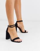 Asos Design Notice Barely There Heeled Sandals In Black