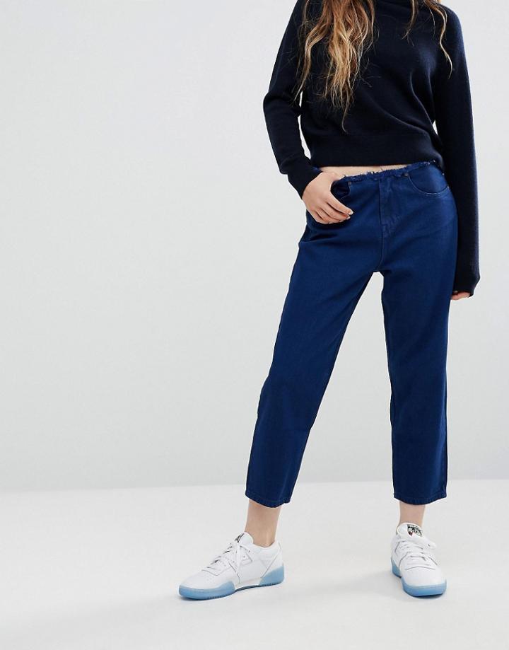 Waven Helene Raw Edge True Boyfriend Jeans - Navy
