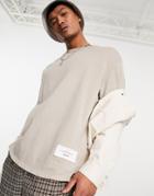 Bershka Oversized T-shirt With Raw Hem In Gray-neutral