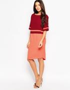 Minimum Color Block Shift Dress - 470 Dark Red