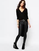 Only Wrap Front Jersey Tunic - Black