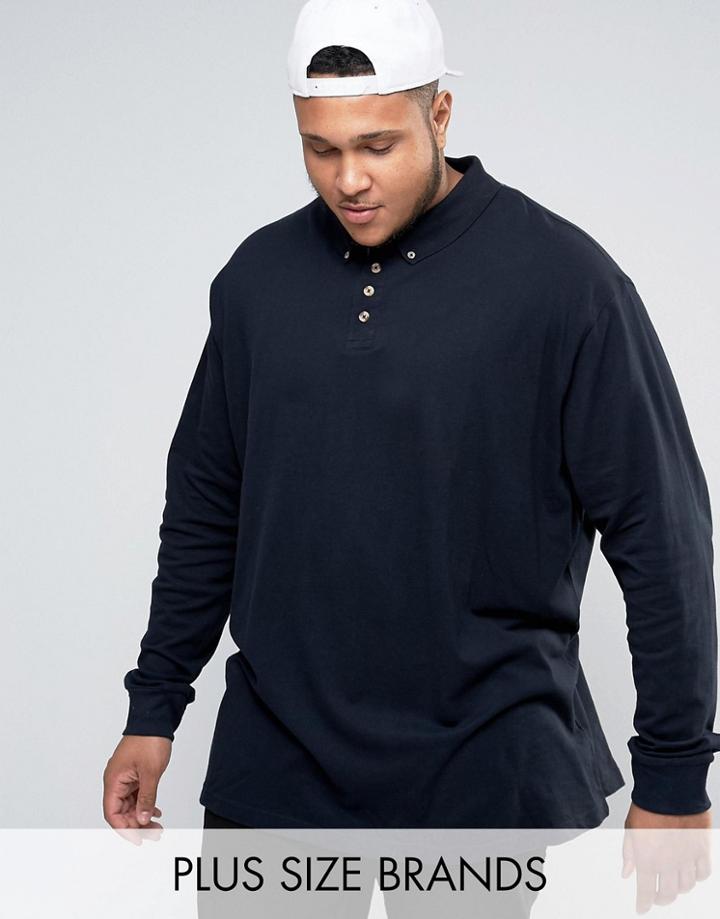 Duke Plus Polo With Long Sleeves In Black - Black
