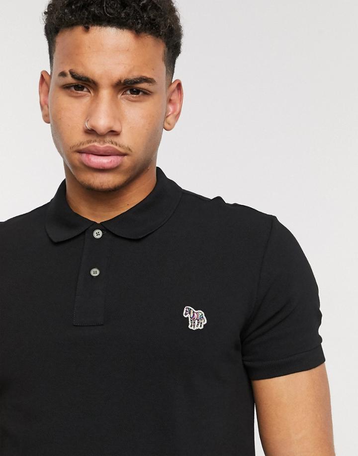 Ps Paul Smith Slim Fit Zebra Logo Polo In Black