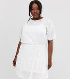 Asos Design Curve Tiered Mini Dress-white