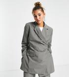 Collusion Asymmetric Y2k Nylon Tech Wrap Blazer In Gray - Part Of A Set-grey