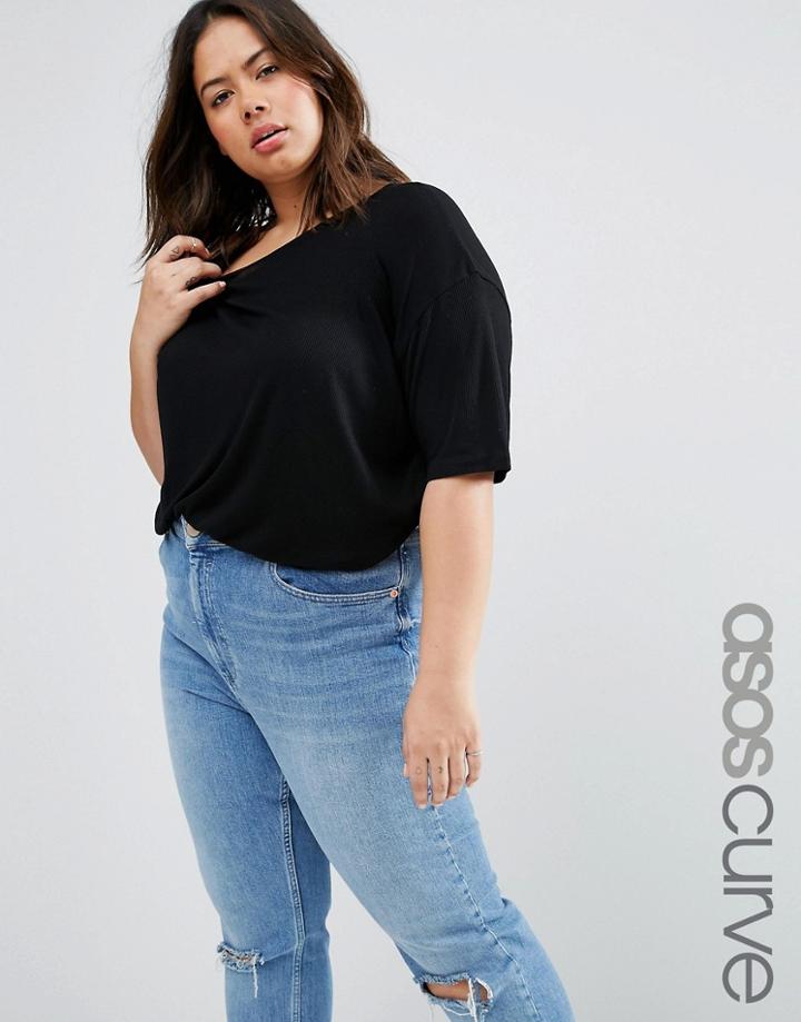 Asos Curve T-shirt Body In Rib - Black