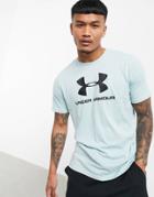 Under Armour Training Large Central Logo T-shirt In Blue-blues
