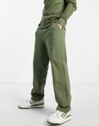 Asos Design Heavyweight Straight Leg Sweatpants In Khaki-green