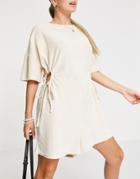 Asos Design Terrycloth Romper With Cut Out In Cream-white