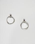 Nylon Mini Hoop Earrings - Silver