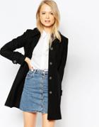 Asos Dolly Skater Coat With Pleat Detail - Black