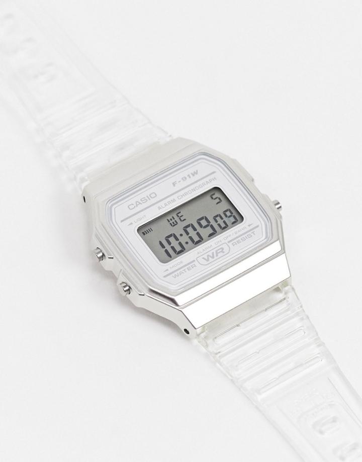 Casio F-91ws-7ef Digital Watch In Clear