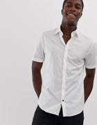 Esprit Slim Fit Short Sleeve Shirt With Stretch In White - White