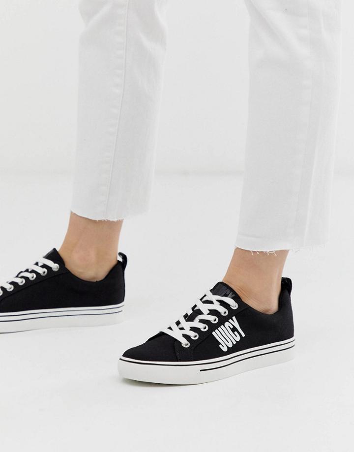Juicy Couture Logo Lace Up Sneaker In Black - Black