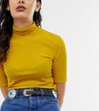 Mango Western Style Disc Belt In Black-brown