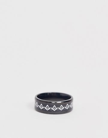 Seven London Black Band Ring