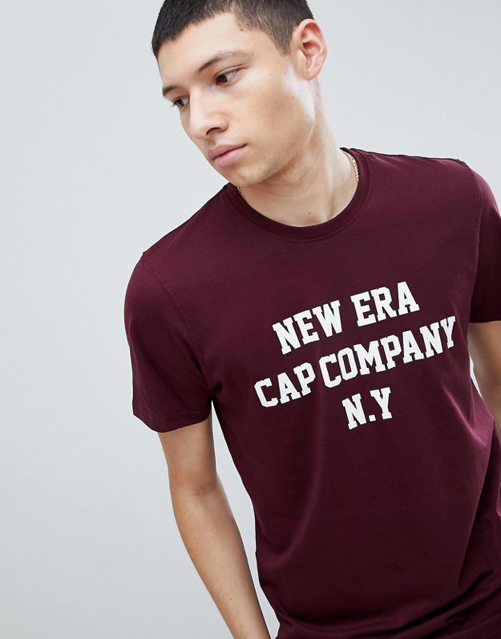 New Era College T-shirt In Maroon - Red