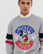 Pull & Bear Mickey Mouse Sweatshirt In Gray - Gray