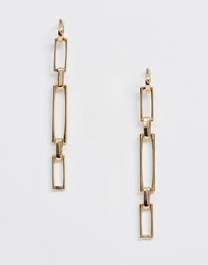 Asos Design Earrings In Square Open Link Design In Gold - Gold