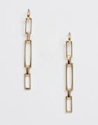 Asos Design Earrings In Square Open Link Design In Gold - Gold