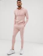 Asos Design Tracksuit Muscle Hoodie/extreme Super Skinny Sweatpants In Dusty Pink - Pink