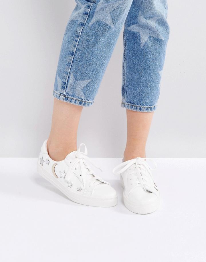 Asos Delilah Star & Moon Sneakers - White